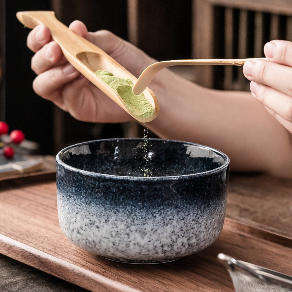 Bol à matcha en céramique de 12 fl oz - Fouet en bambou, cuillère, tamis et support