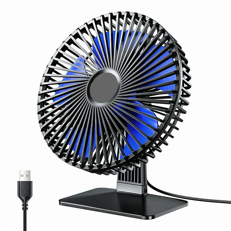 AeroGlow Personal USB Desk Fan — Four-Speed Settings, 90-Degree Oscillation