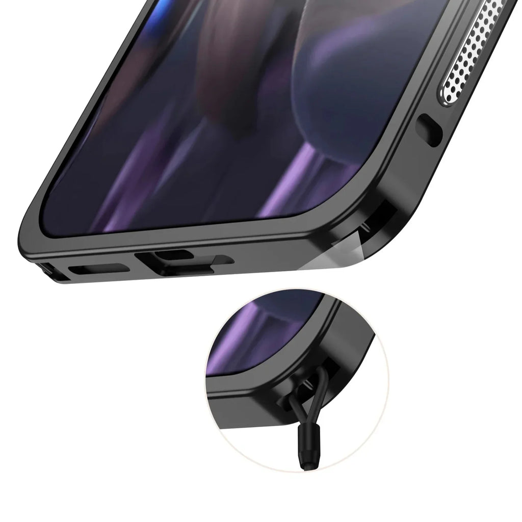 Kovový bumper pro Google Pixel 8/9/10/11 — ventilační otvory, ochrana fotoaparátu