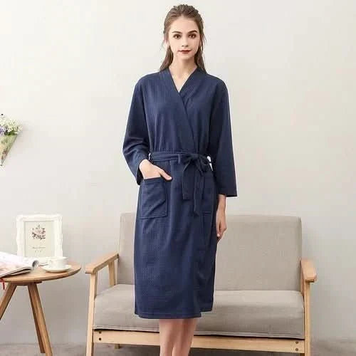 Azure Breeze Unisex-Waffelbademantel — Leichtes, atmungsaktives Design