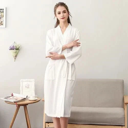 Azure Breeze Unisex-Waffelbademantel — Leichtes, atmungsaktives Design
