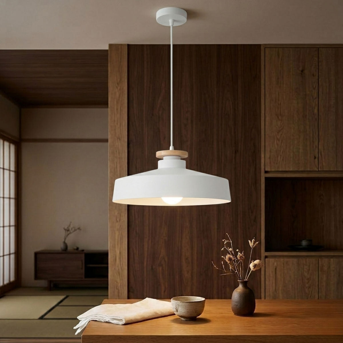Scandinavian Natural Wood Pendant Ceiling Lamp