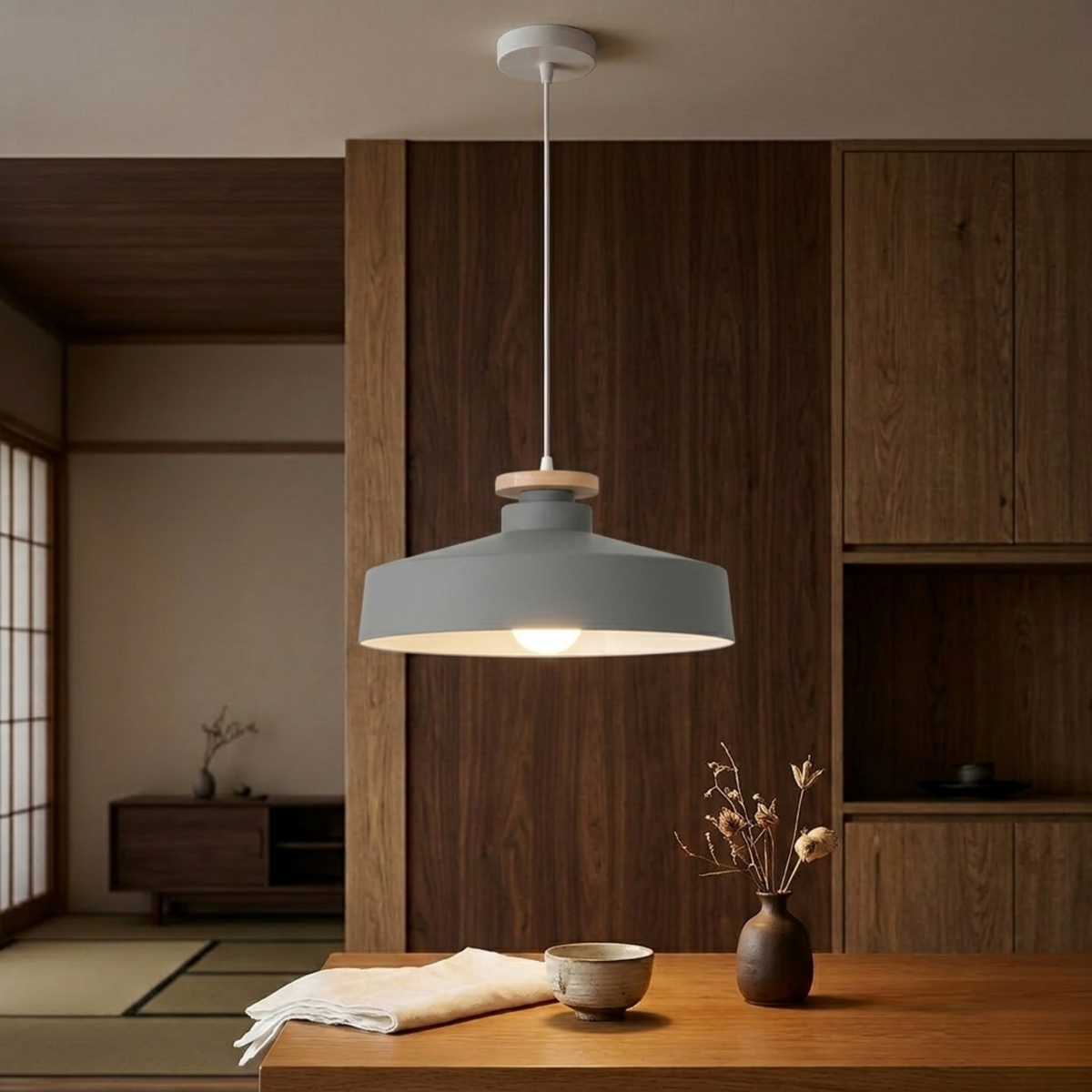 Scandinavian Natural Wood Pendant Ceiling Lamp