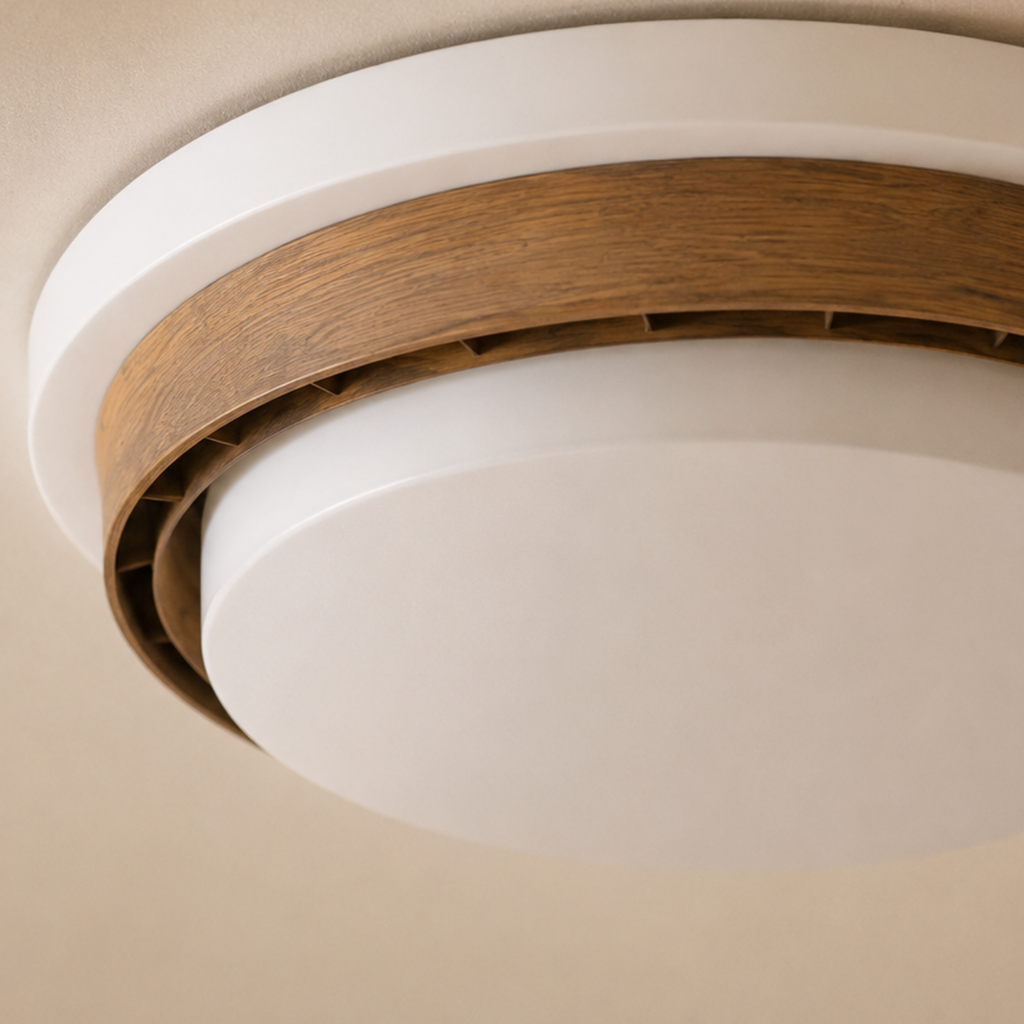 Bladlös LED-takfläkt med belysning — 48 cm i diameter, 14 cm tjocklek