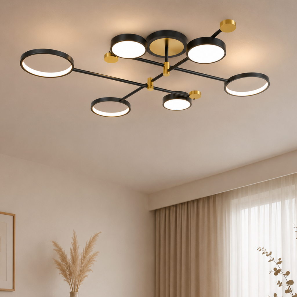 北欧風LEDリングシーリングライト — 現代的な円形デザイン