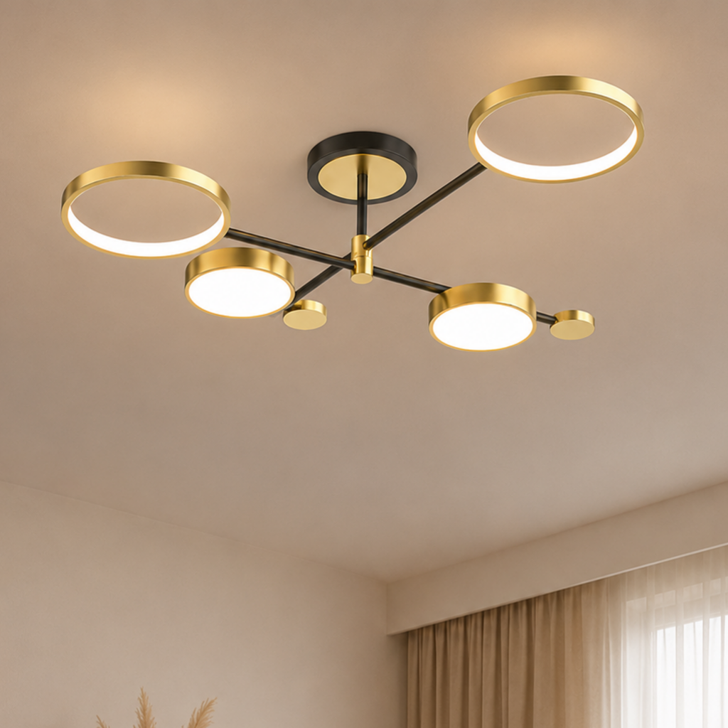 北欧風LEDリングシーリングライト — 現代的な円形デザイン