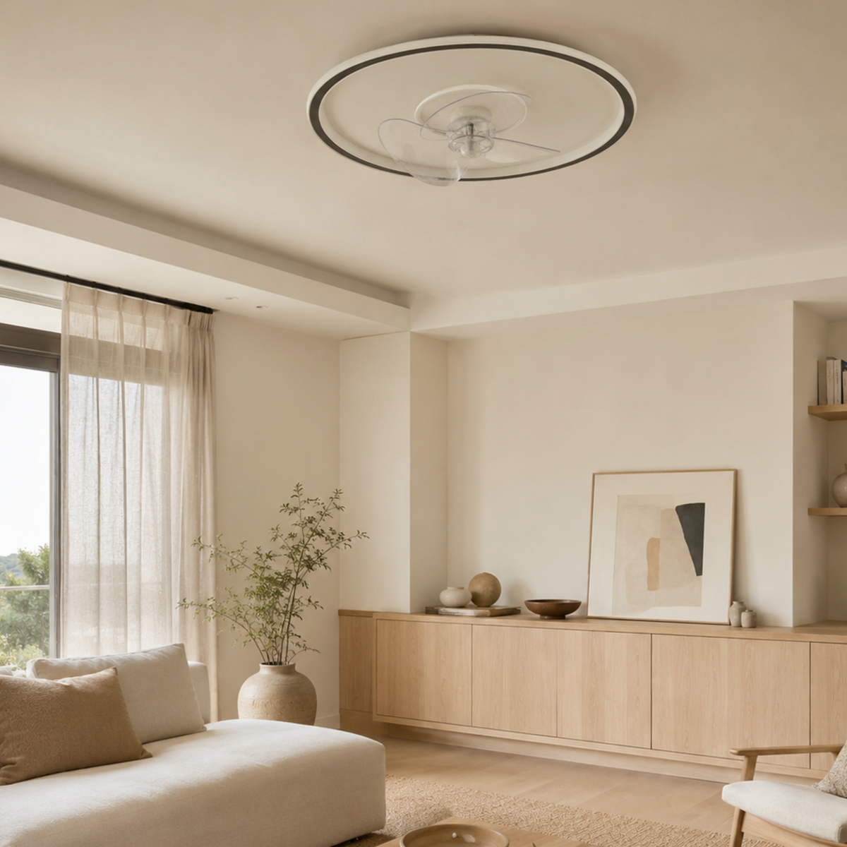 Stropní LED ventilátorové svítidlo — ovládané dálkovým ovladačem