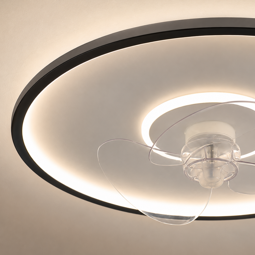 Stropní LED ventilátorové svítidlo — ovládané dálkovým ovladačem