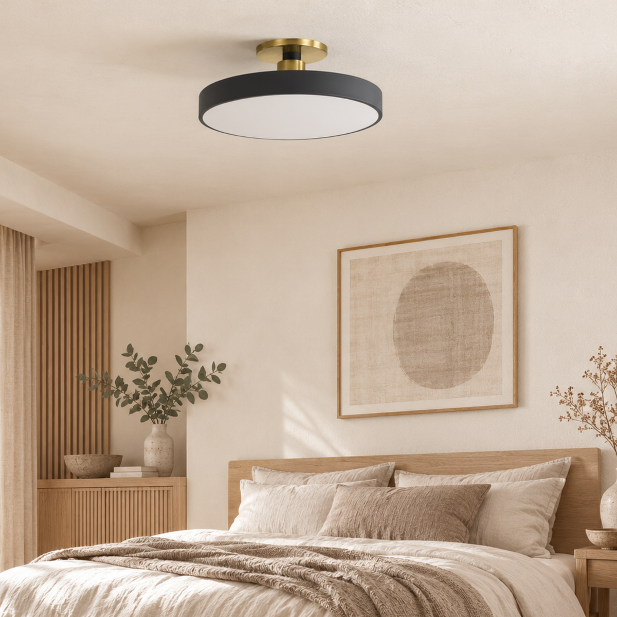 Nordic Round Semi-Flush Ceiling Light — Adjustable Three-Temperature LED Core