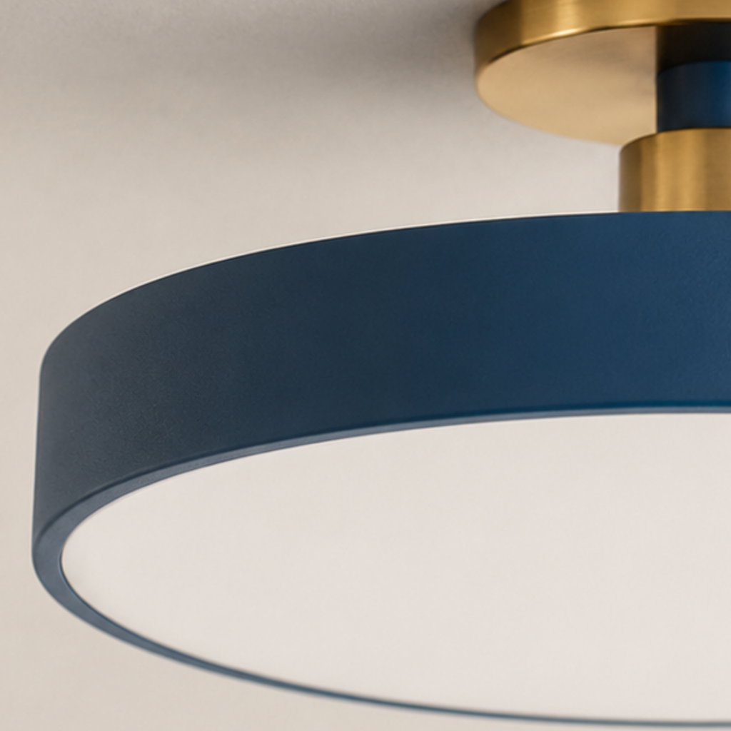 Nordic Round Semi-Flush Ceiling Light — Adjustable Three-Temperature LED Core