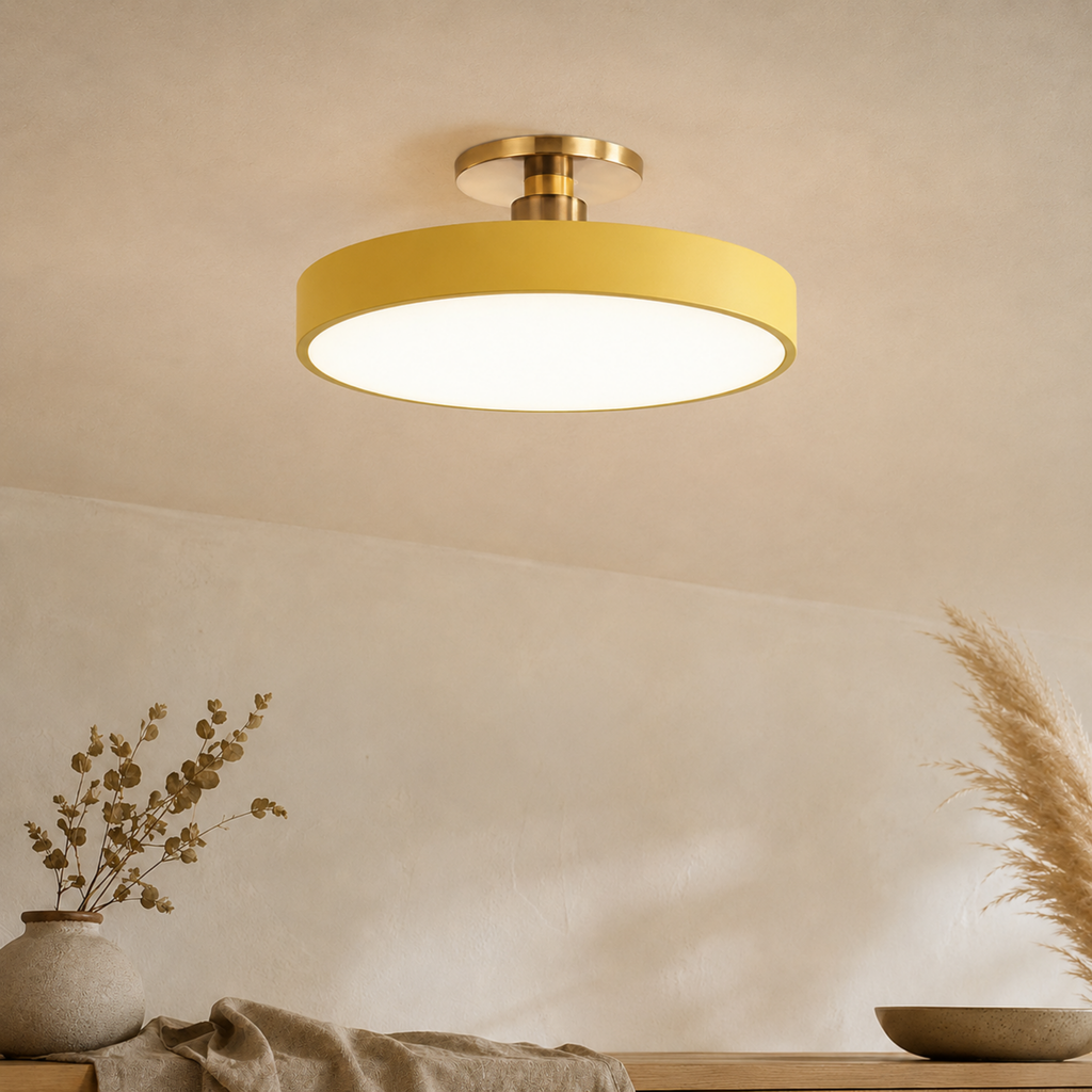 Nordic Round Semi-Flush Ceiling Light — Adjustable Three-Temperature LED Core