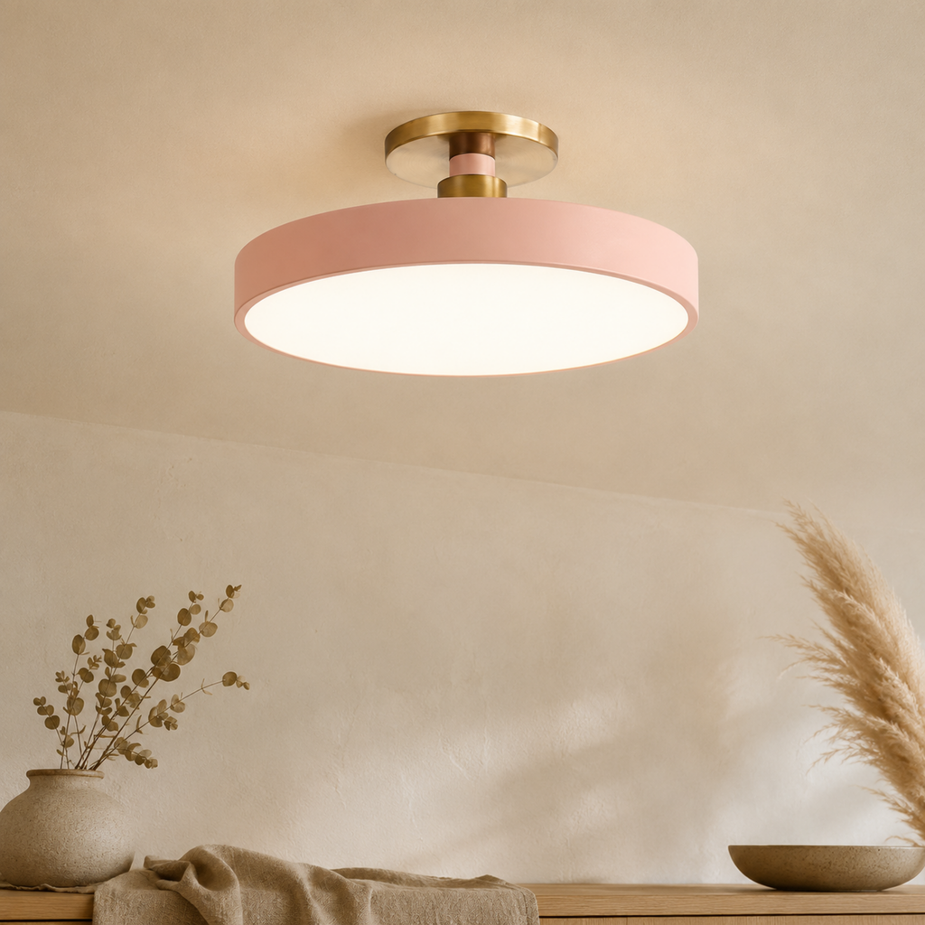 Nordic Round Semi-Flush Ceiling Light — Adjustable Three-Temperature LED Core