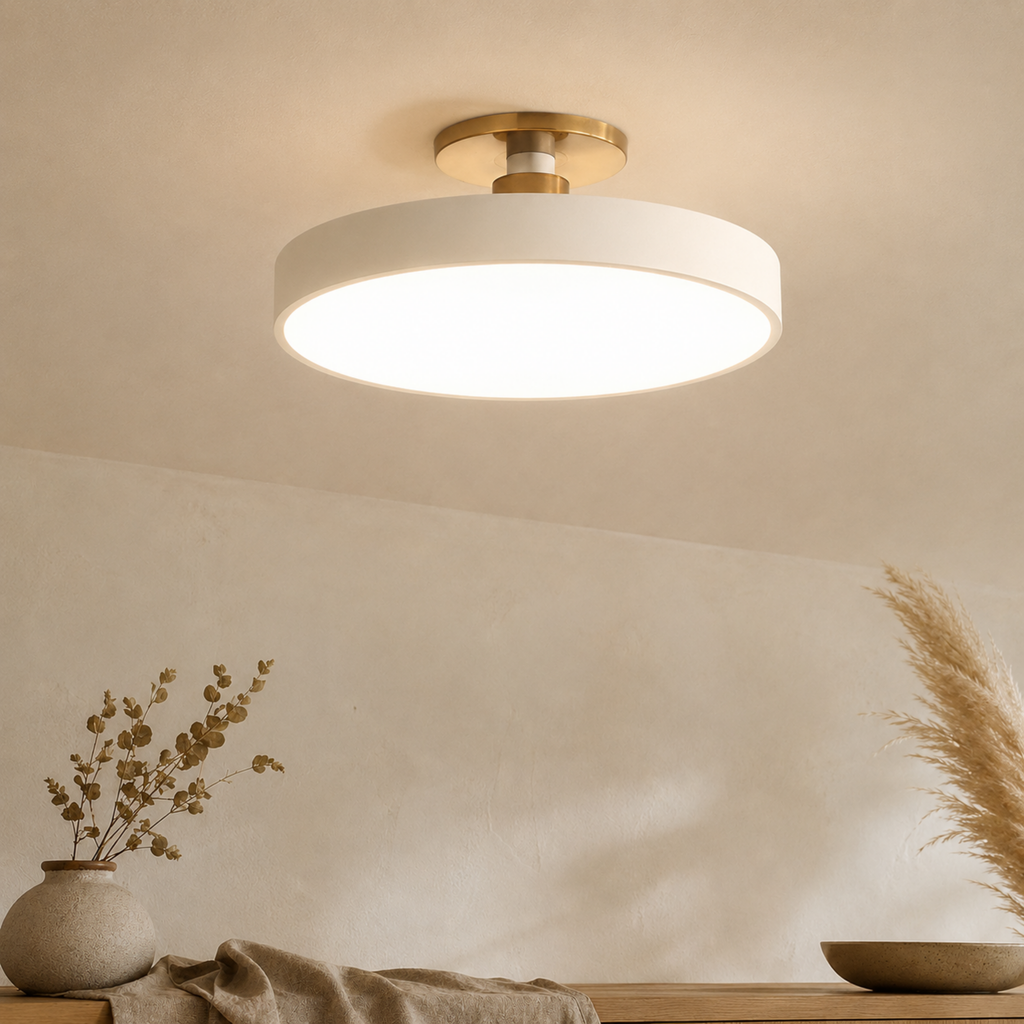 Nordic Round Semi-Flush Ceiling Light — Adjustable Three-Temperature LED Core