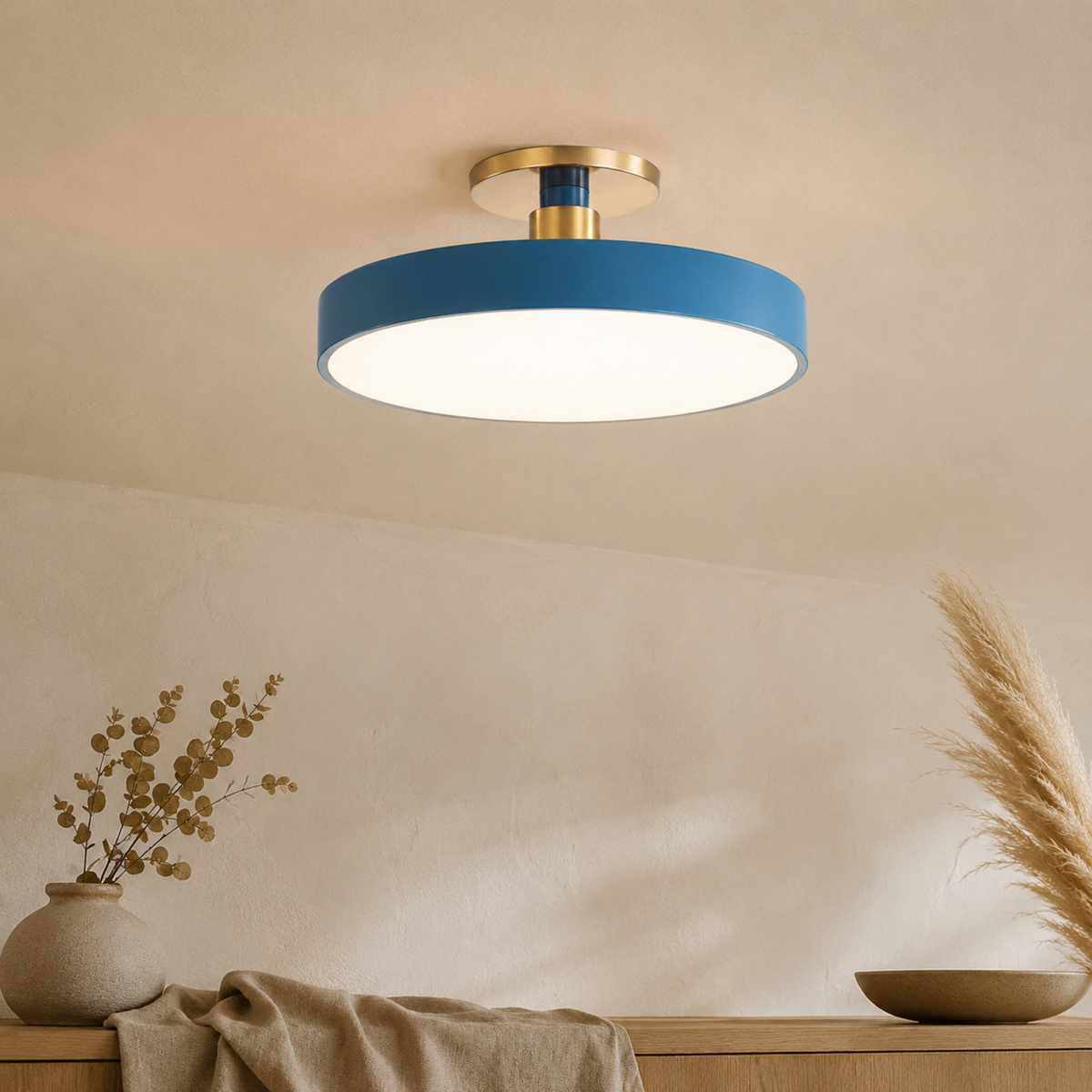 Nordic Round Semi-Flush Ceiling Light — Adjustable Three-Temperature LED Core