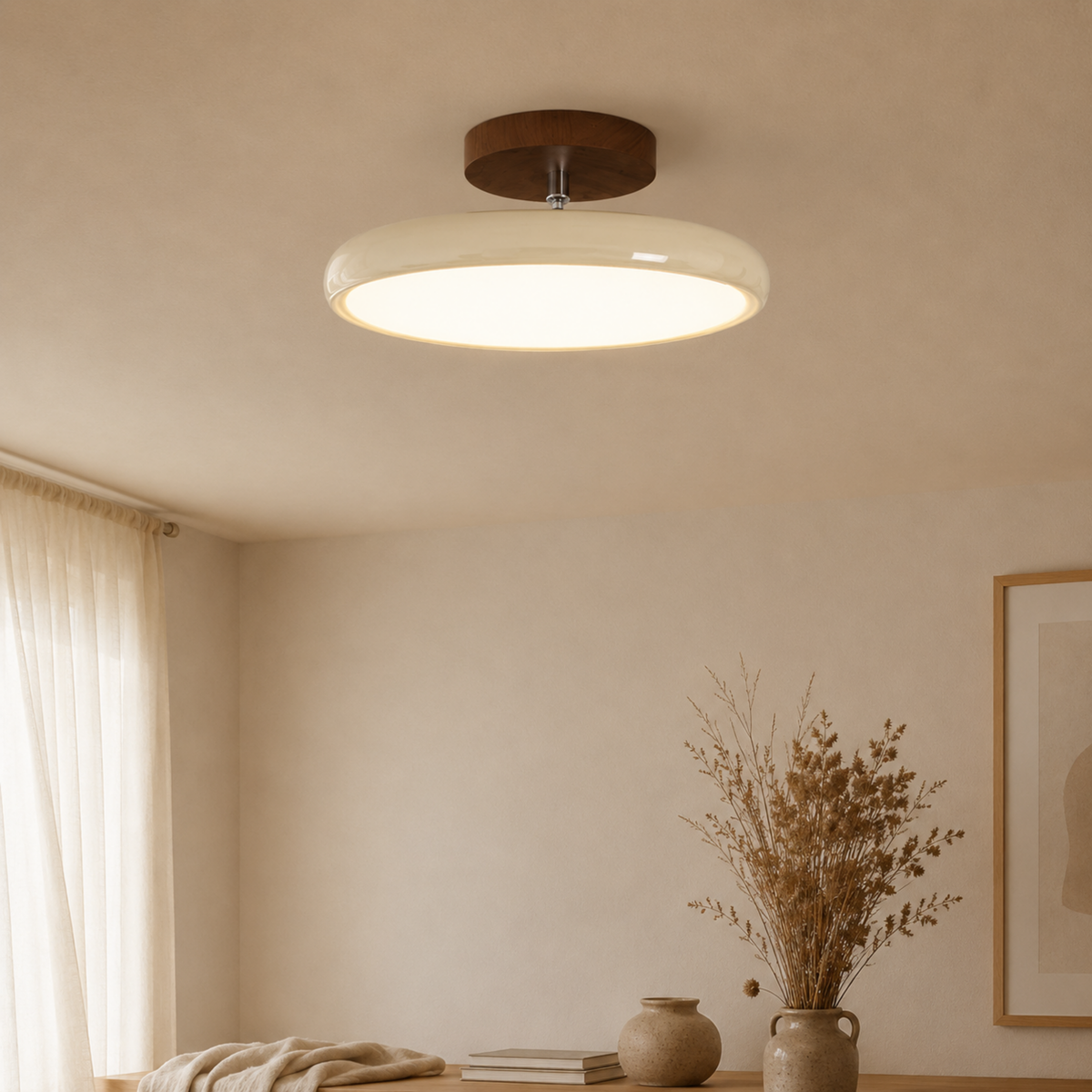 Rund retro-LED-taklampe — Vintage rund armatur