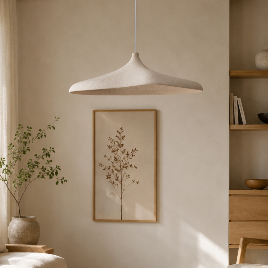 Lampada a sospensione LED in carta — design giapponese Wabi-Sabi