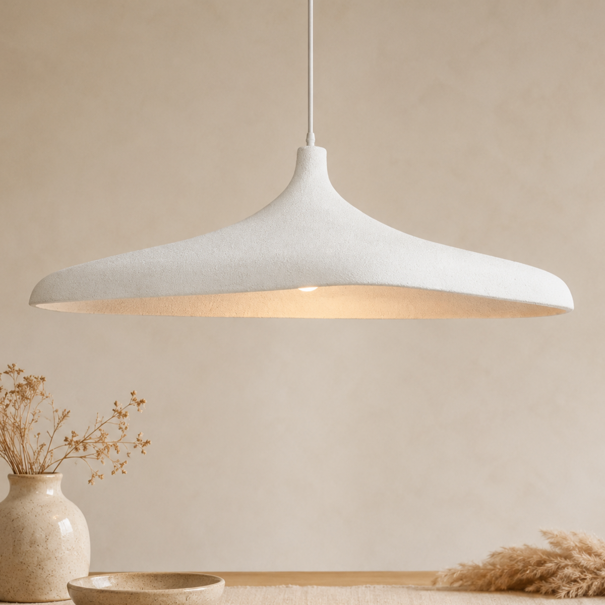 Lampada a sospensione LED in carta — design giapponese Wabi-Sabi