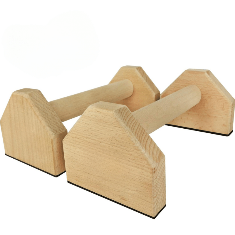 Parallettes in legno per piegamenti e calisthenics CoreFlex — Impugnatura antiscivolo, robusto telaio di supporto