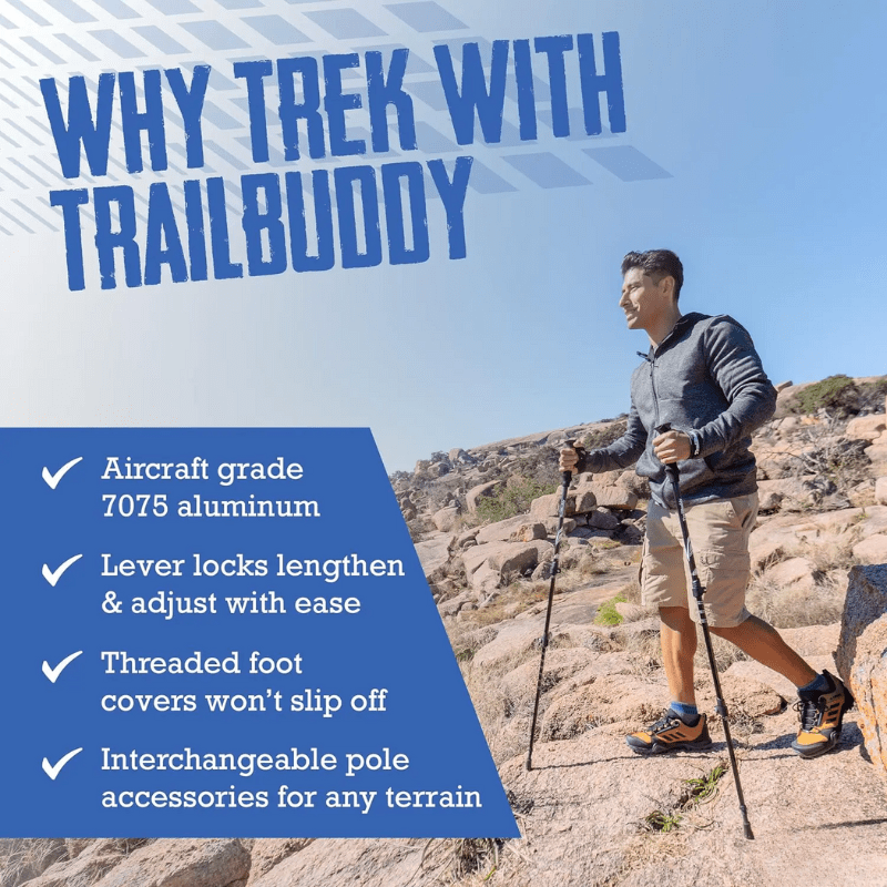 TrailGlide Folding Trekking Poles — Lightweight Profile, Adjustable Stability