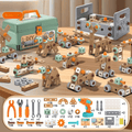 Kids Construction Toy Workshop with Realistic Power Tools 198-Piece STEM Building Set ABS Plastic Pretend Play Drill Screwdriver for Boys Gi