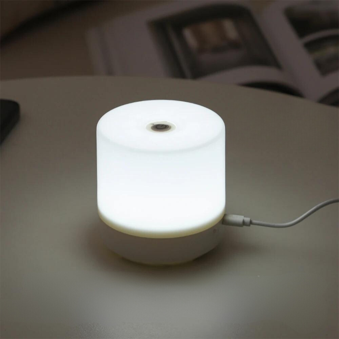 Dimbar LED-kubelampe, 3,3 tommer, hvit, berøringsstyrt nattbordslampe med USB-strøm, til nattbord, lesing og skrivebord, stemningsbelysning for små rom