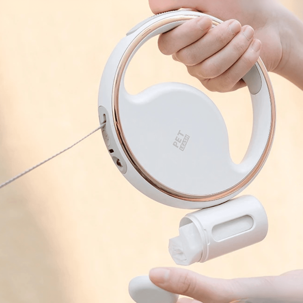 Trela automática LumaPaw — Iluminação LED integrada e suporte seguro para sacos de dejetos