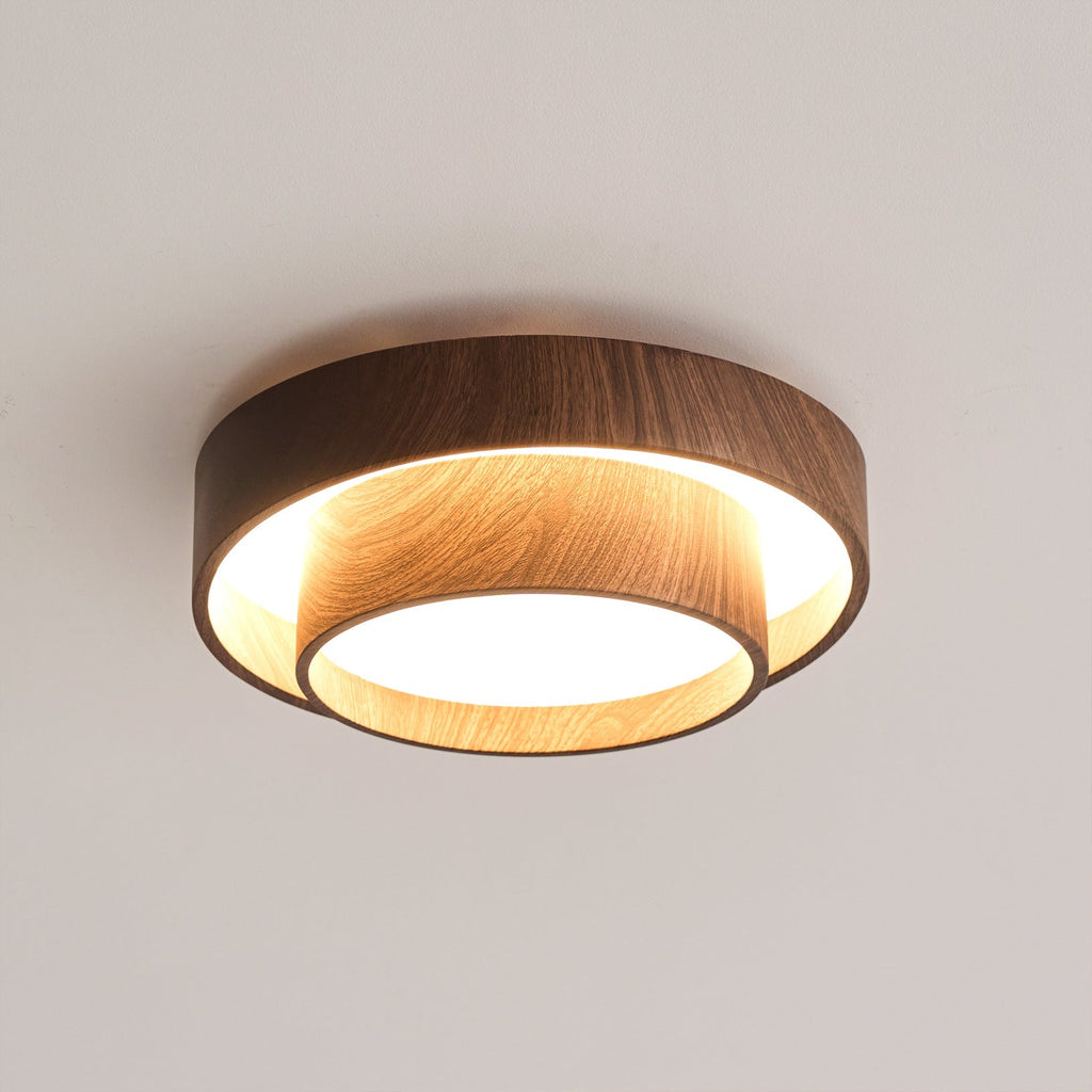Okrągła, montowana natynkowo lampa sufitowa LED z metalu o wzorze drewna, 16 cali