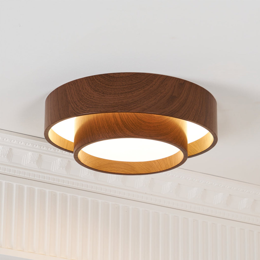 Okrągła, montowana natynkowo lampa sufitowa LED z metalu o wzorze drewna, 16 cali