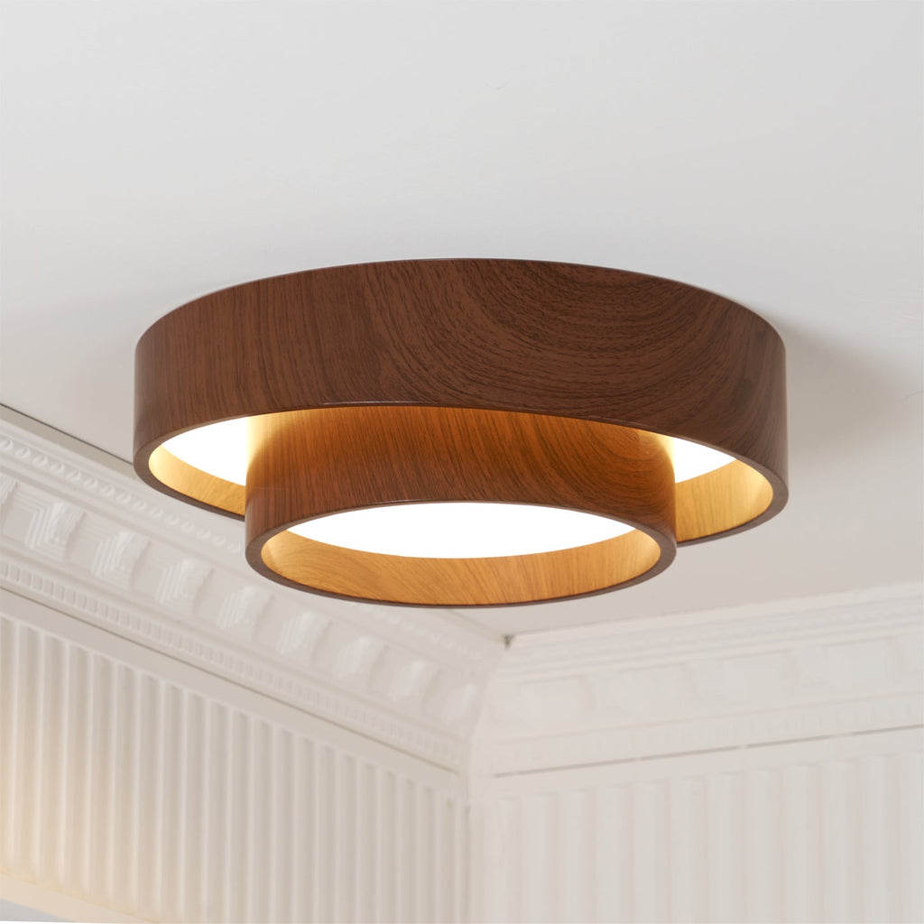 Okrągła, montowana natynkowo lampa sufitowa LED z metalu o wzorze drewna, 16 cali
