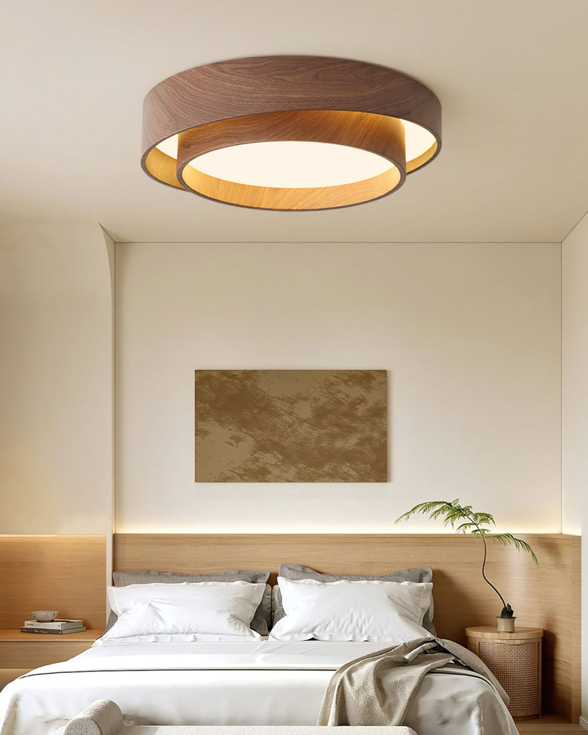 Okrągła, montowana natynkowo lampa sufitowa LED z metalu o wzorze drewna, 16 cali