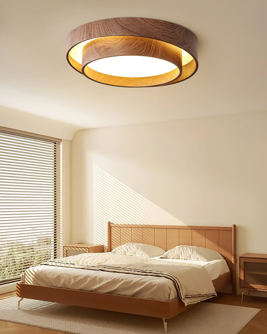 Okrągła, montowana natynkowo lampa sufitowa LED z metalu o wzorze drewna, 16 cali