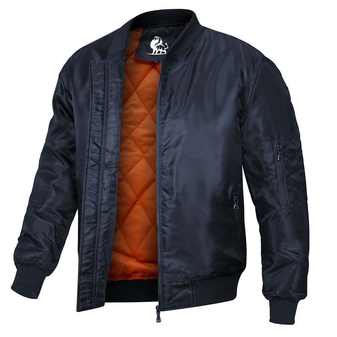 Men's Water-Resistant Polyester Bomber Jacket — Scratch-Proof Coating