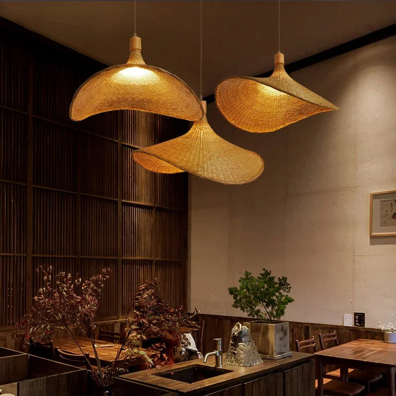EverLeaf Bamboo Wicker Pendant Lamp Hanging Light Fixture