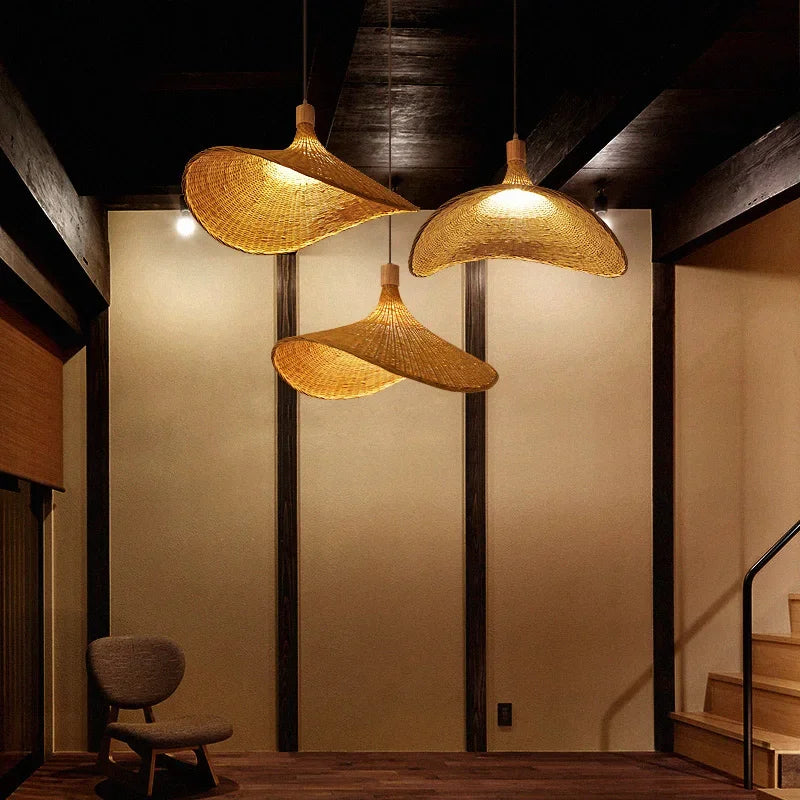 EverLeaf Bamboo Wicker Pendant Lamp Hanging Light Fixture