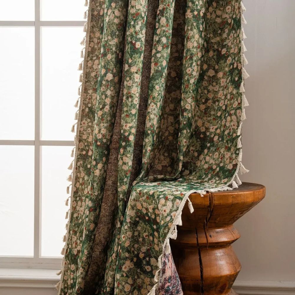 Decorative Floral Tassel Curtain Panel for Cozy Interiors - Euroselle