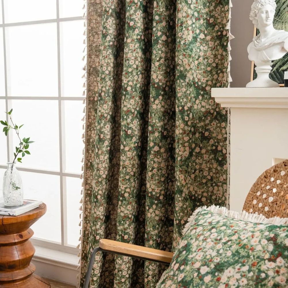 Decorative Floral Tassel Curtain Panel for Cozy Interiors - Euroselle