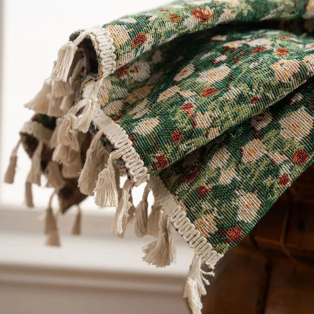Decorative Floral Tassel Curtain Panel for Cozy Interiors - Euroselle