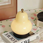 LED Night Light 14x23 cm Glass Pear Design Rechargeable Touch Control | Euroselle