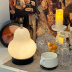 LED Night Light 14x23 cm Glass Pear Design Rechargeable Touch Control | Euroselle