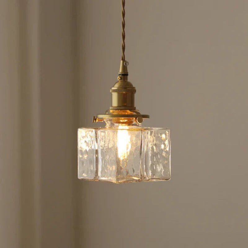 Marcelli vintageglaspendel med koppartrim | Elegant köksbelysning för moderna interiörer
