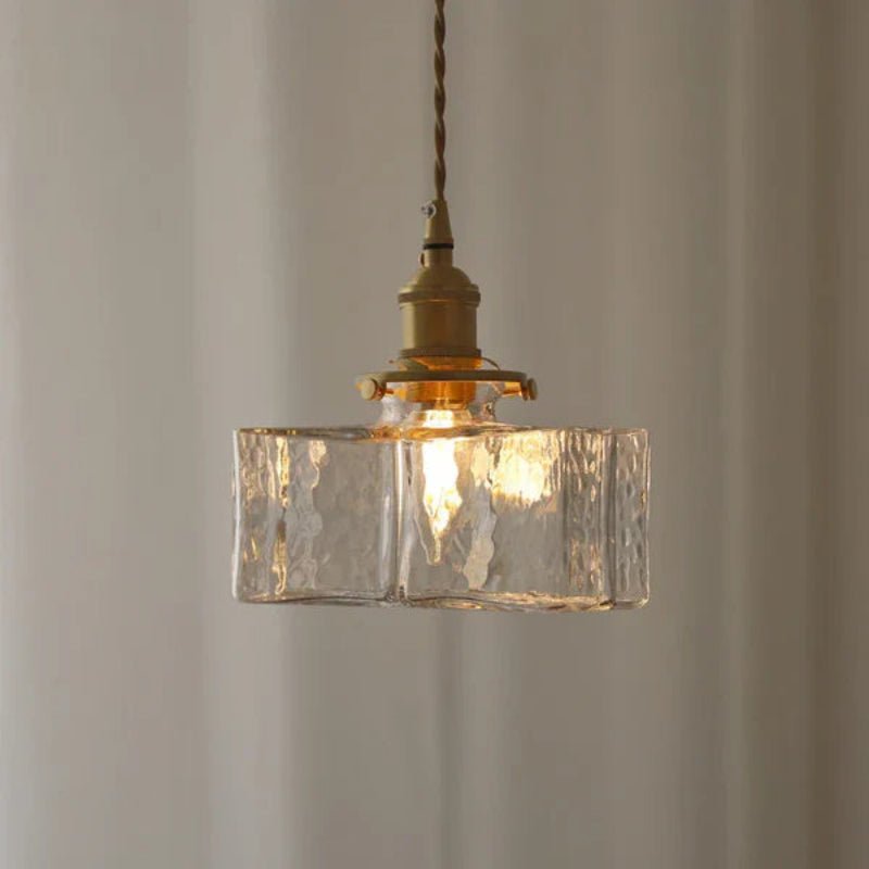 Marcelli vintageglaspendel med koppartrim | Elegant köksbelysning för moderna interiörer