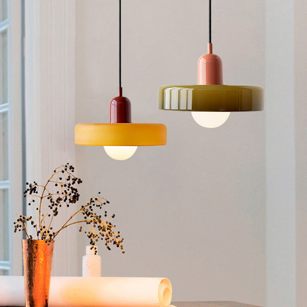 KiraGlass Geometric Bauhaus Pendant Light In Colored Glass