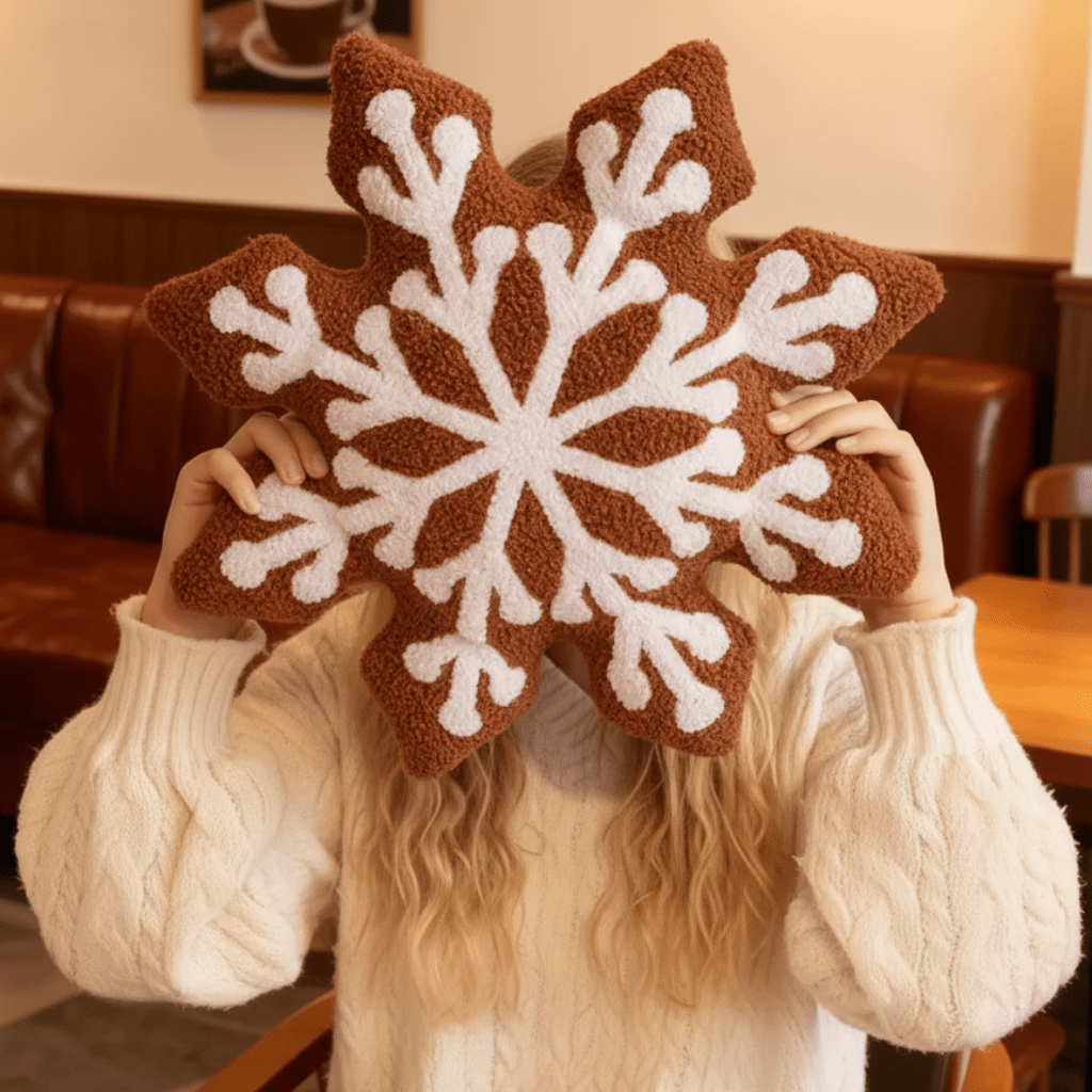 Coussin décoratif en peluche flocon de neige FrostNest