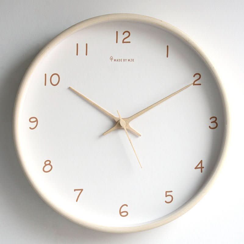 Everwood veggklokke i tre – lydløs drift, batteridrevet, diameter 25 CM