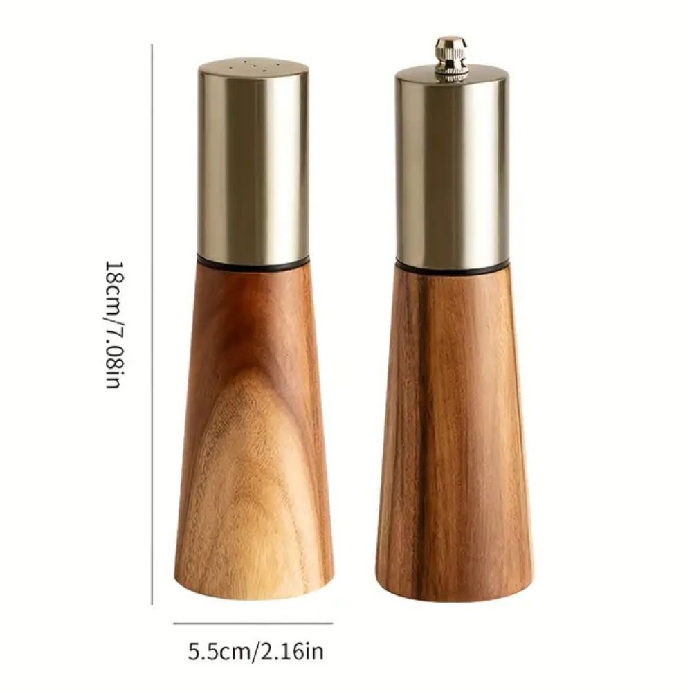 Râșnițe de sare și piper Everwood — râșniță ceramică reglabilă, setări pentru măcinare grosieră și fină