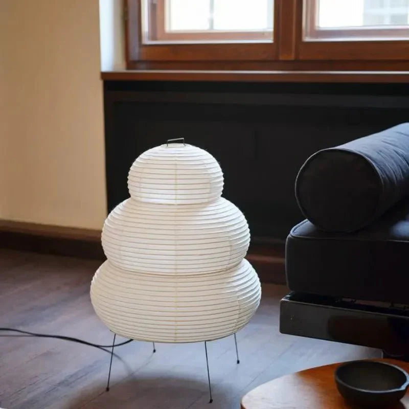 Floor Lamp Rice Paper Shade White Tripod Stand Adjustable Indoor Lighting | Euroselle