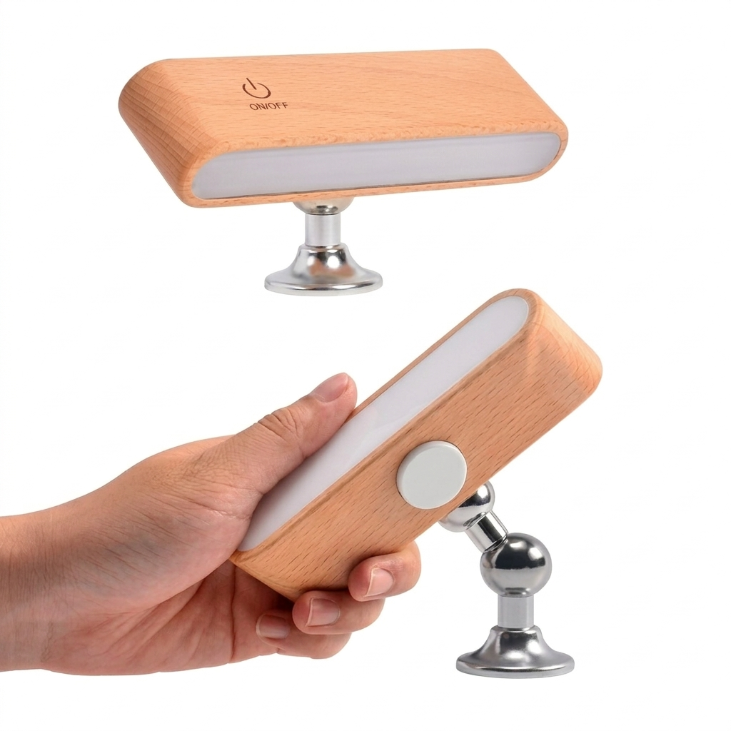 Wall Light LED Rechargeable Wood Magnetic 360 Degree Rotatable | Euroselle
