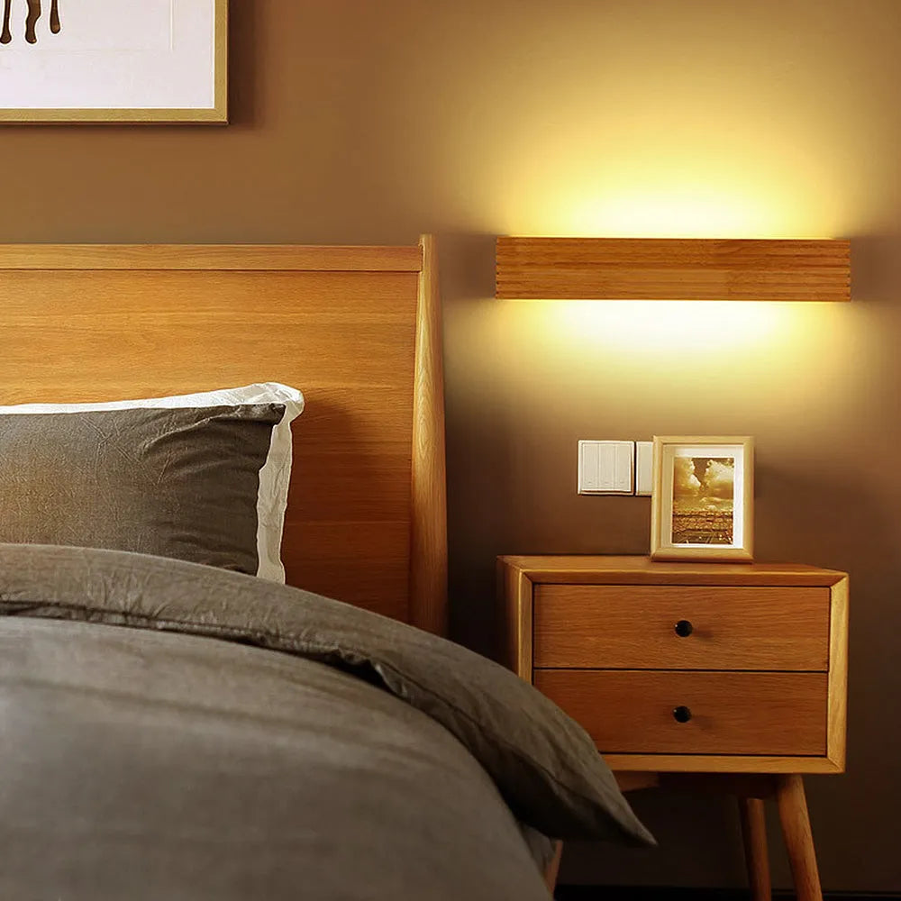 Wall Light Wood and Acrylic E26 E27 Bulb Base 110V 120V Direct Wired | Euroselle