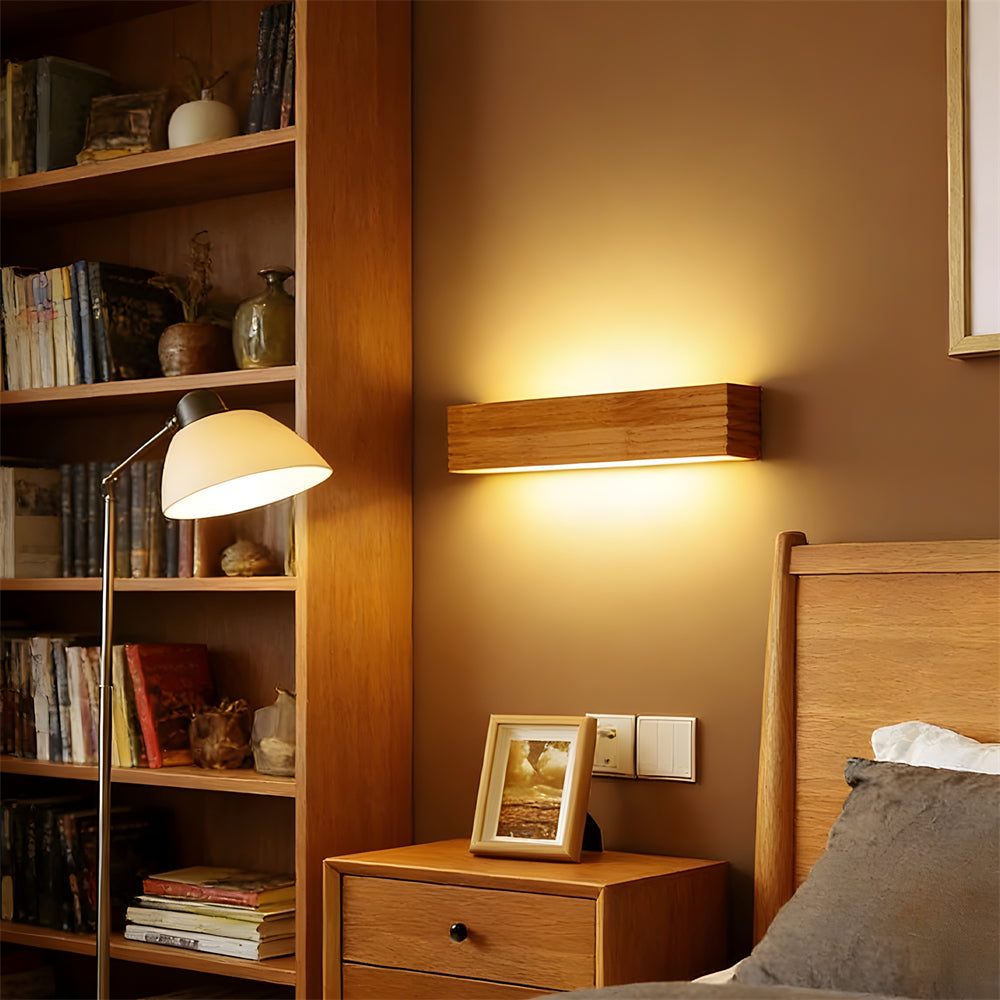 Wall Light Wood and Acrylic E26 E27 Bulb Base 110V 120V Direct Wired | Euroselle