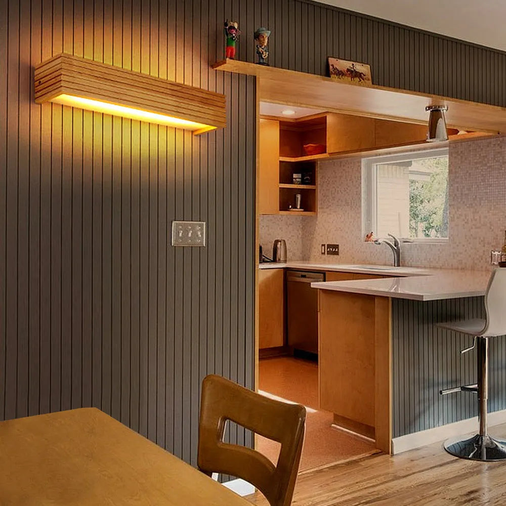 Wall Light Wood and Acrylic E26 E27 Bulb Base 110V 120V Direct Wired | Euroselle
